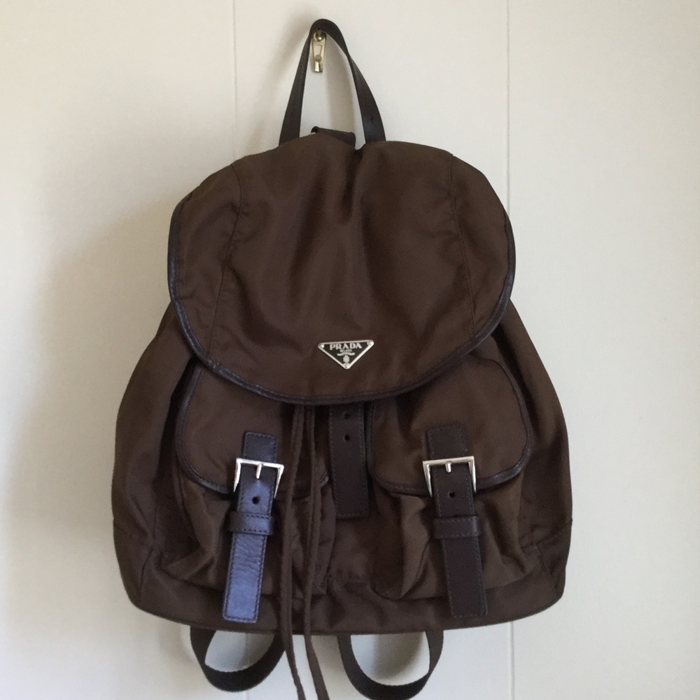 Authentic Brown Nylon Prada Backpack
